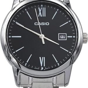 Casio MTP-V002D-1B3 Men’s Standard Analog Stainless Steel Date Roman Black Dial Watch