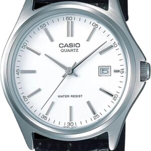 Casio MTP1183E-7A Men’s Standard Leather Band White Dial 3-Hand Date Analog Watch