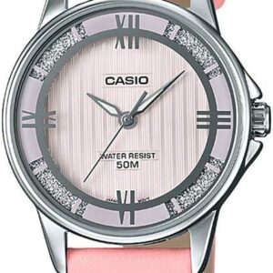 Casio LTP1391L-4A2V Women’s Enticer Pink Leather Band Crystal Accented Pink Dial Analog Watch