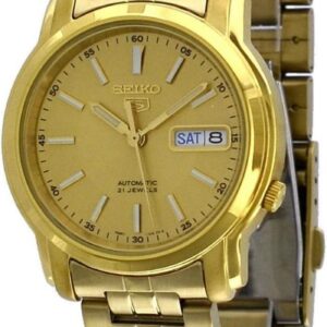 SEIKO Series 5 Automatic Gold Dial Yellow Gold-Tone Men’s Watch SNKL86