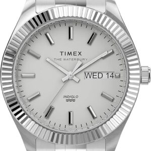 Timex Women’s Waterbury Legacy Boyfriend 36mm Watch – Silver-Tone Case & Dial with Stainless Steel Bracelet