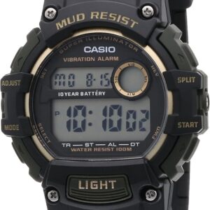 Casio Mud Resistant Stainless Steel Quartz Watch with Resin Strap