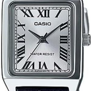 Casio LTP-V007L-7B1 Women’s Rectangular Leather Strap Silver Roman Dial Dress Watch
