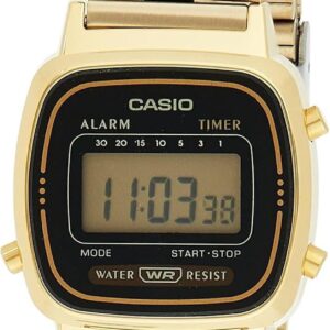 Casio Women’s Vintage LA670WGA-1DF Daily Alarm Digital Gold-tone Watch