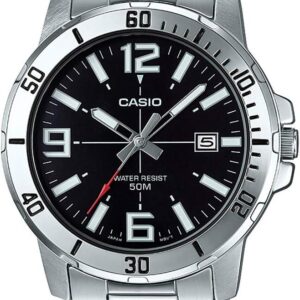 Casio MTP-VD01D-1BV Men’s Enticer Stainless Steel Black Dial Casual Analog Sporty Watch