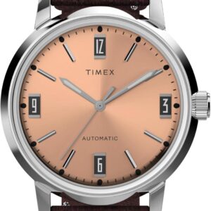 Timex Men’s Marlin Automatic 40mm Watch – Brown Strap Pink Dial