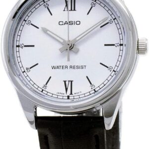 Casio LTP-V005L-7A Women’s Standard Analog Black Leather Band Silver Dial Watch