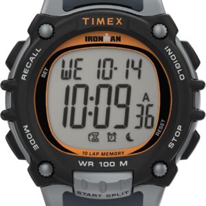 Timex Men’s Ironman Triathlon Classic 10 44mm Watch – Gray Strap Digital Dial Gray Case