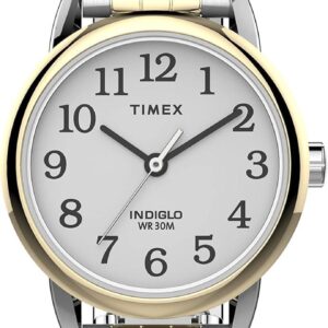 Timex Women’s Easy Reader 25mm Perfect Fit Watch – Two-Tone Case White Dial with Two-Tone Expansion Band