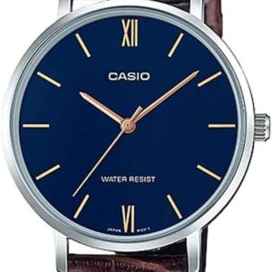 Casio LTP-VT01L-2B Women’s Minimalistic Blue Dial Brown Leather Band Analog Watch
