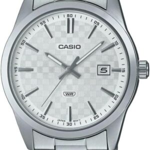 Casio Men Watch Analog Date Display White Dial Stainless Steel Band MTP-VD03D-7AUDF