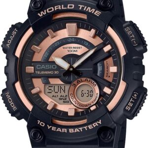Casio AEQ110BW Series | Men’s Analog-Digital Watch | Black/Rose Gold