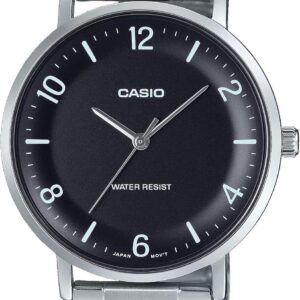 Casio MTP-VT03D-1B Men’s Minimalistic Stainless Steel Black Concave-Shaped Dial Watch