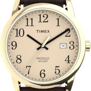 Timex Men’s TW2P75800 Easy Reader 38mm Brown/Gold-Tone/Cream Leather Strap Watch