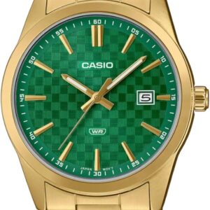 Casio MTP-VD03G-3A Men’s Standard Gold Tone Stainless Steel Green Dial 3-Hand Analog Watch