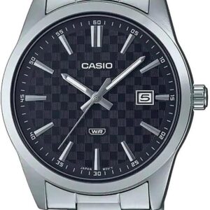 Casio Men Watch Analog Date Display Black Dial Stainless Steel Band MTP-VD03D-1AUDF