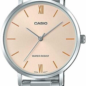 Casio LTP-VT01D-4B Women’s Minimalistic Stainless Steel Peach Dial Analog Watch