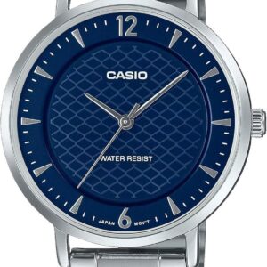 Casio LTP-VT04D-2A Women’s Stainless Steel Blue Concave-Shaped Dial 3-Hand Analog Watch