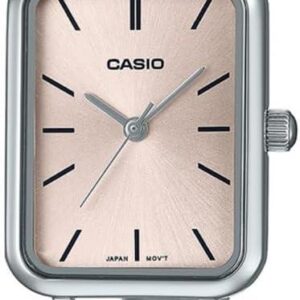 Casio LTP-V009D-4E Women’s Rectangular Petite Stainless Steel Pink Dial Dress Watch