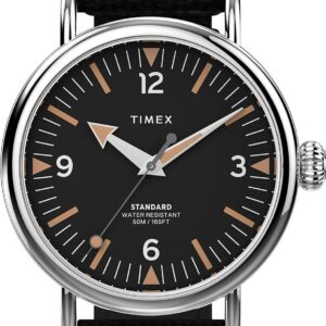 Timex Men’s Standard 40mm Watch – Silver-Tone Case Black Dial
