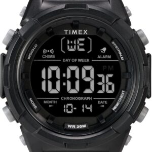 Timex Men’s Digital 50mm Watch – Black Strap Digital Dial Black Case