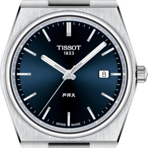 Tissot Men’s PRX 316L Stainless Steel Quartz Watch, Blue, Leather