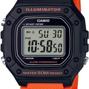 Casio Men’s Classic Stainless Steel Quartz Watch with Resin Strap, Orange