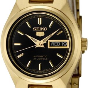 Seiko Women’s SYMA06K Seiko 5 Automatic Black Dial Gold-Tone Stainless Steel Watch