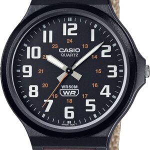 Casio MW240B-5BV Standard Classic Tan Velcro Strap Black Dial Watch
