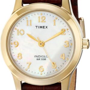 Timex Women’s T21693 Essex Avenue Burgundy Croco Pattern Leather Strap Watch