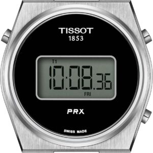 TISSOT Men’s Digital Watch – Black Dial, Stainless Steel Bracelet