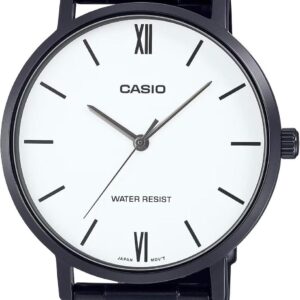 Casio Men’s Black/White Stainless Steel Bracelet Watch – MTP-VT01B-7BUDF