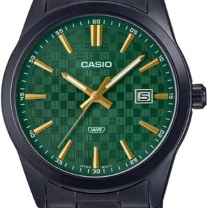 Casio MTP-VD03B-3A Men’s Standard Black IP Stainless Steel Green Dial Watch