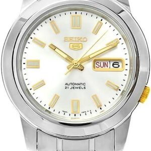 Seiko Men’s SNKK09K1S Stainless-Steel Analog with White Dial Watch