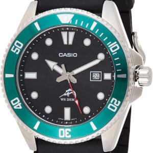 Casio Men’s Stainless Steel Quartz Sport Watch with Resin Strap, Black – Model MDV-106B-1A3VCF