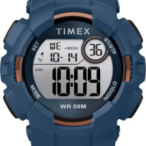 Timex Unisex TW5M23500 DGTL Mako Digital 44mm Blue/Gold-Tone Silicone Strap Watch