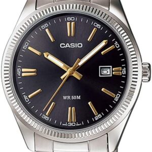 Casio LTP1302D-1A2V Women’s Enticer Fluted Bezel Stainless Steel Black Dial 3-Hand Analog Watch