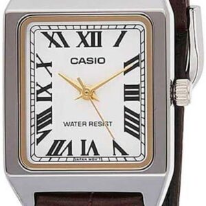 Casio LTP-V007L-7B2 Women’s Rectangular Leather Strap White Roman Dial Dress Watch