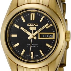 Seiko Women’s SYMA40K 5 Automatic Black Dial Gold-Tone Stainless Steel Watch
