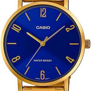 Casio LTP-VT01G-2B Women’s Minimalistic Gold Tone Stainless Steel Blue Dial Watch