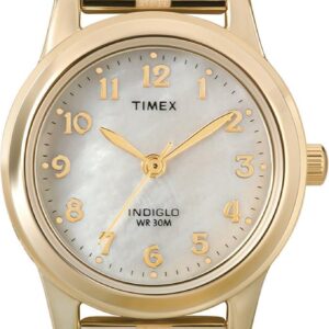 Timex Women’s T2M827 Essex Avenue Gold-Tone Stainless Steel Expansion Band Watch