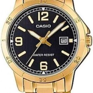 Casio LTP-V004G-1B Women’s Gold Tone Stainless Steel Black Dial Date Dress Watch
