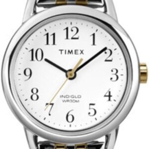 Timex Women’s Easy Reader 25mm Watch – Silver-Tone Case with Two-Tone Expansion Band