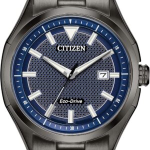 Citizen Men’s Eco-Drive Weekender 3-Hand Date Watch in Black IP Stainless Steel, Blue Dial