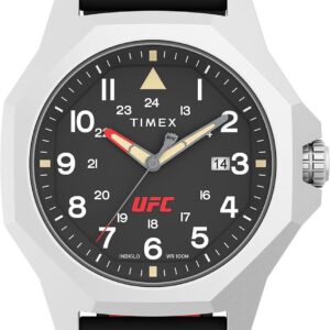 Timex UFC Men’s Reveal 41mm Watch – Black Strap Black Dial Silver-Tone Case