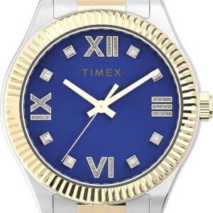Timex Women’s Waterbury Legacy 34mm Watch – Blue Dial Two-Tone Elegance