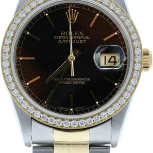 Rolex Men’s Datejust Model 16233 – Steel & 18k Gold with Custom Diamond Bezel