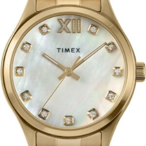 Timex Women’s Legacy 34mm Watch – Gold-Tone Bracelet Mother of Pearl Dial