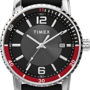 Timex Men’s Dress 41mm Watch – Black Strap Black Dial Stainless Steel Case