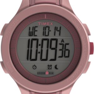 Timex Unisex Ironman Triathlon T200 42mm Watch – Pink Strap Digital Dial